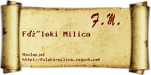 Füleki Milica névjegykártya